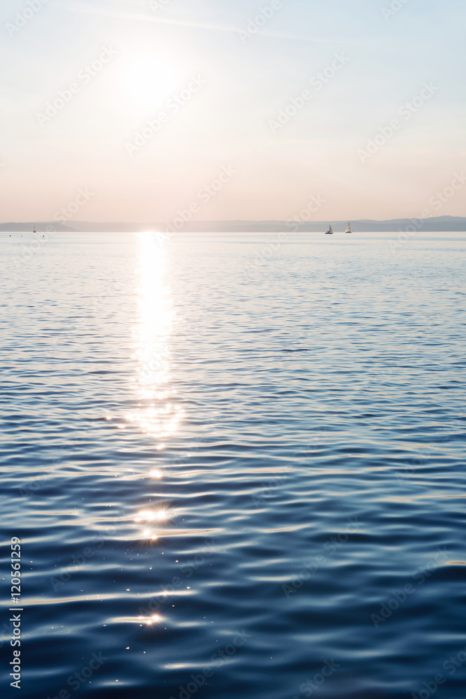 Obraz premium Sunset over Lake Balaton in Siofok, Hungary