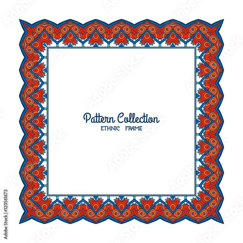 Greeting card with decorative ethnic tibet pattern border, frame