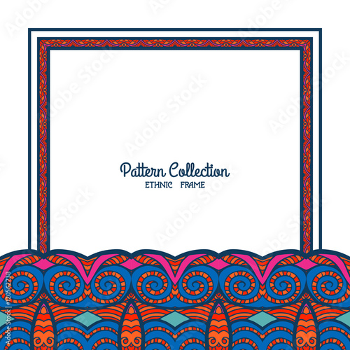 Greeting card with decorative ethnic tibet pattern border, frame