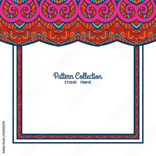 Greeting card with decorative ethnic tibet pattern border, frame