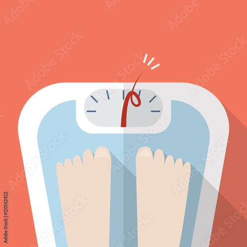 Overweight bare feet on weight scale
