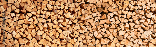 Stack of wood logs, Header wooden abstract background
