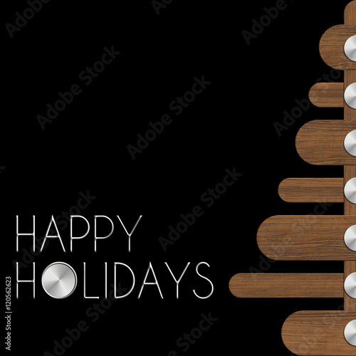 Albero Natale Happy Holidays acciaio e legno