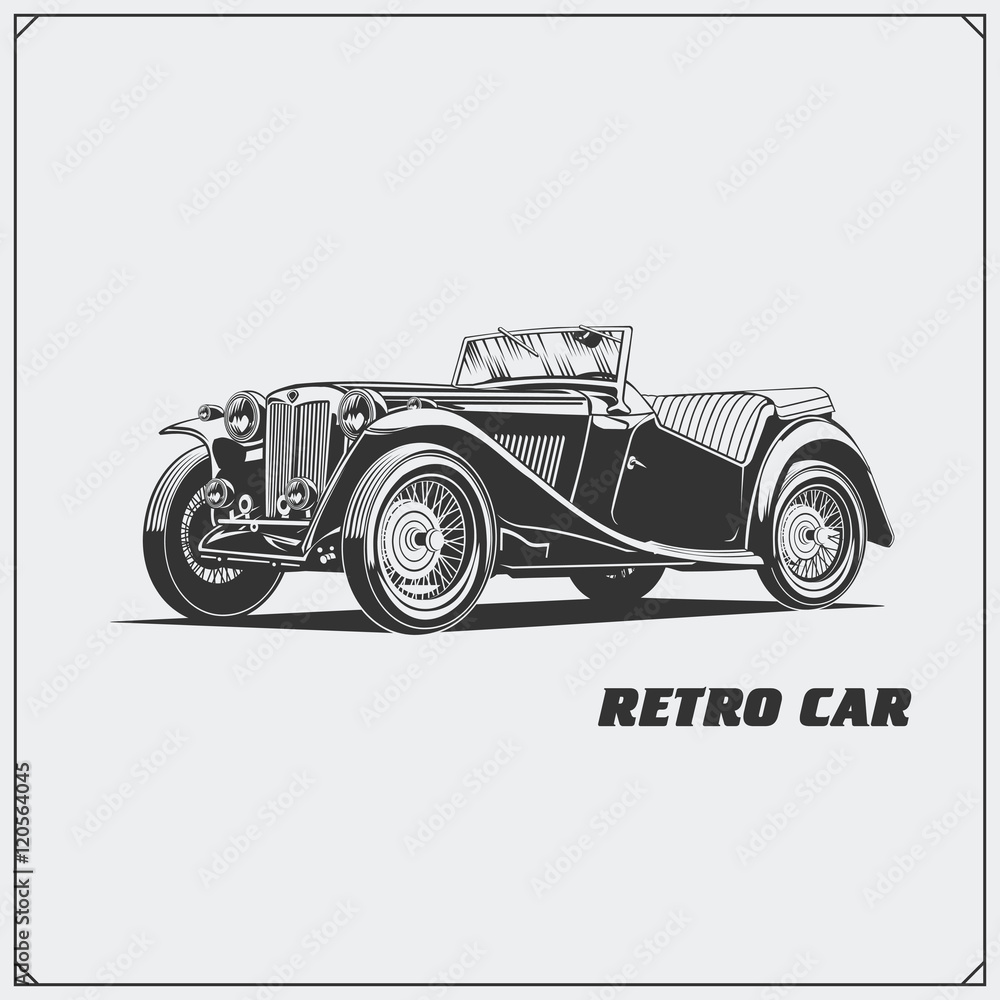 Vintage car. Retro car. Classic car emblem.