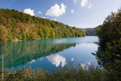 Azure Plitvice lakes, national park, Croatia, UNESCO