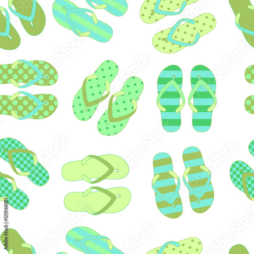 Seamless pattern with colorful flip flops.