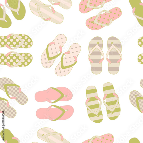 Seamless pattern with colorful flip flops.
