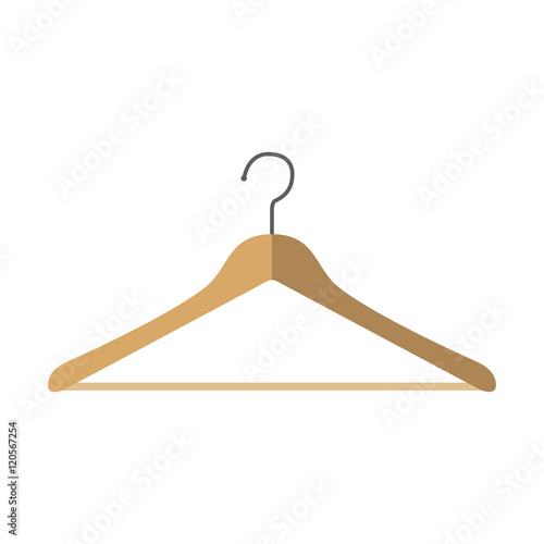Icono plano percha madera en fondo blanco