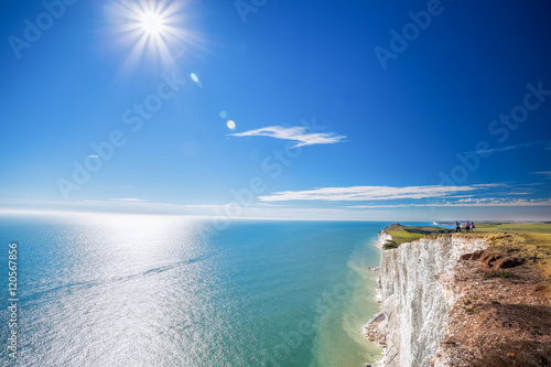 Beachy Head with chalk cliffs near the Eastbourne, East Sussex, England photo