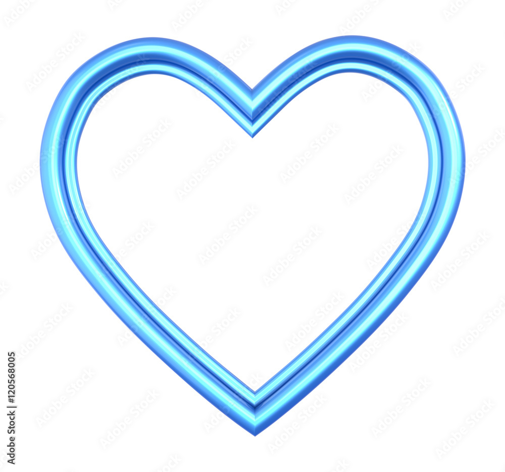 Blue heart picture frame isolated on white. 3D illustration. Blue heart picture frame isolated on white. 3D illustration.