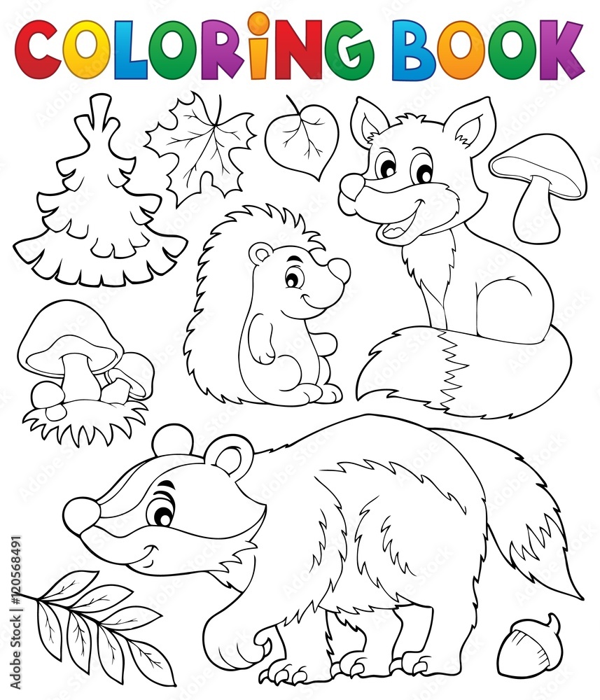 Naklejka premium Coloring book forest wildlife theme 1