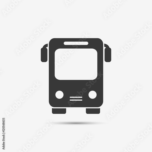 Simple black bus icon. Bus station sign. Public transportation symbol. Vector isolated object.