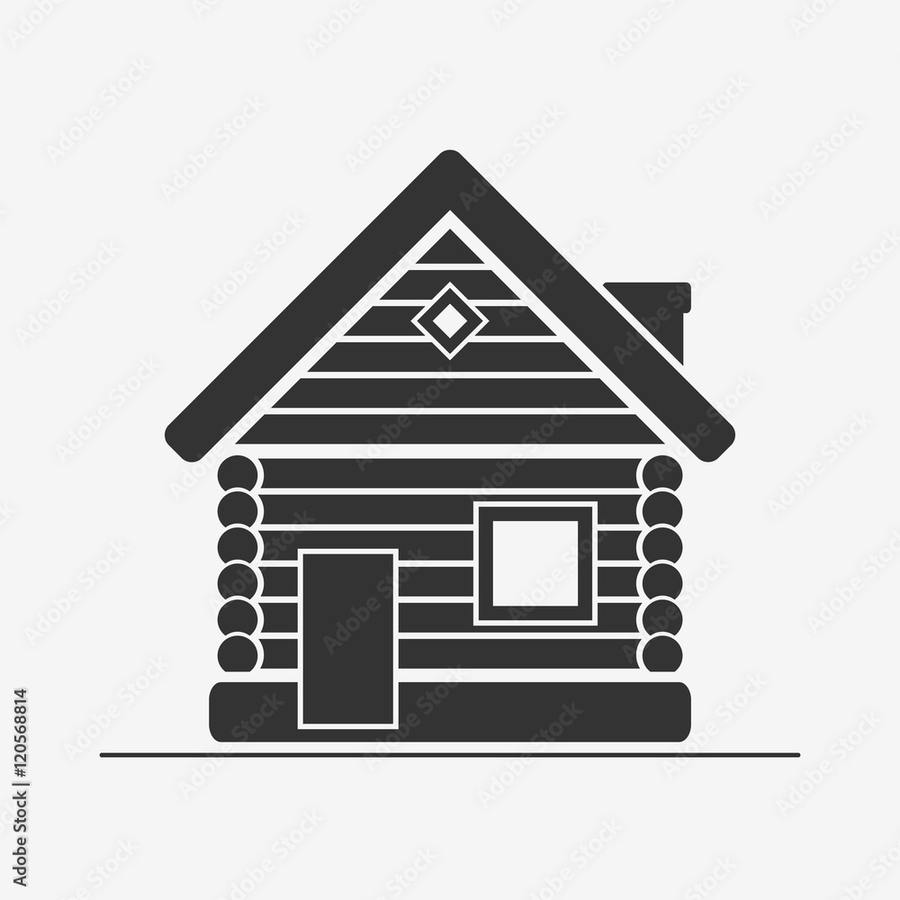Wooden house icon. Timbered and wood home sign. Rural or country home sign. Vector isolated illustration. Wooden house icon. Timbered and wood home sign. Rural or country home sign. Vector isolated illustration.