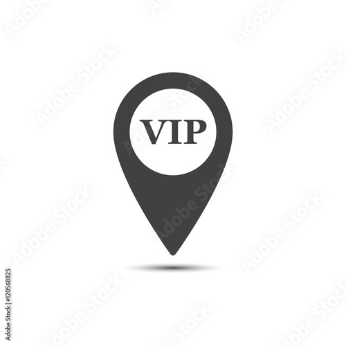 Free Download Simple map pointer with symbol vip. For location maps. Mark icon. Sign for navigation. Index location on map. Pointer location. Vector isolated illustration. - GFXLoad