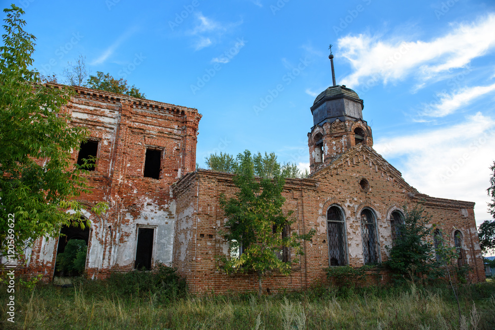 
the ruins of a brick church in Russia
