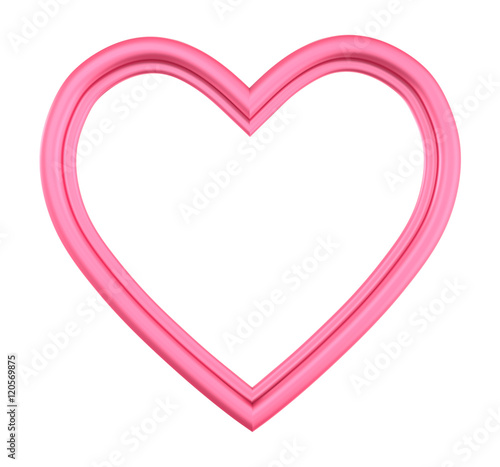 Pink heart picture frame isolated on white. 3D illustration.