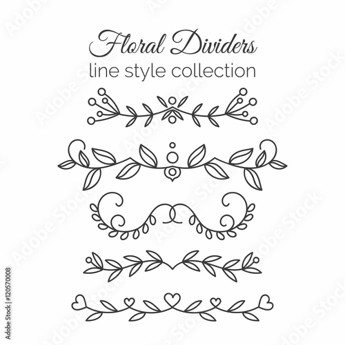 Flourishes. Hand drawn dividers set. Line style decoration.