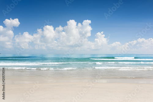 Scenic blue ocean and tropical white sand beach