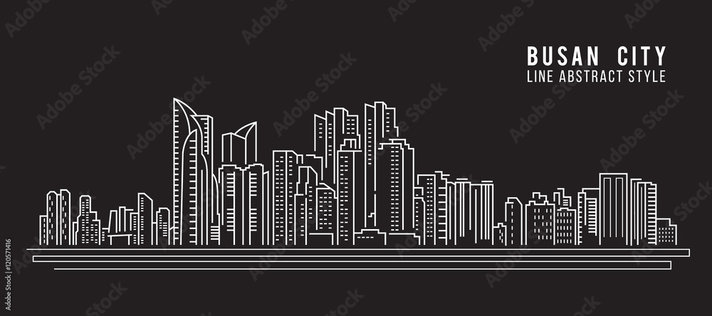 Cityscape Building Line art Vector Illustration design - Busan city