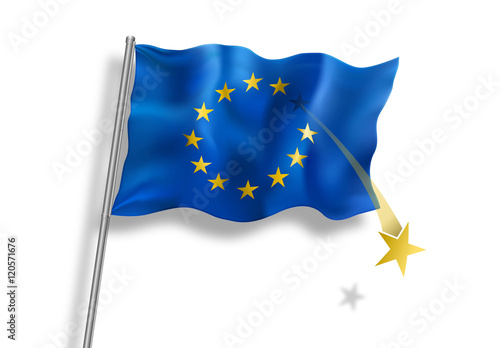 Brexit - chute d'une étoile sur le drapeau européen