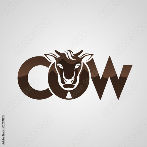 cow head silhouette perfectly inscribed in a label