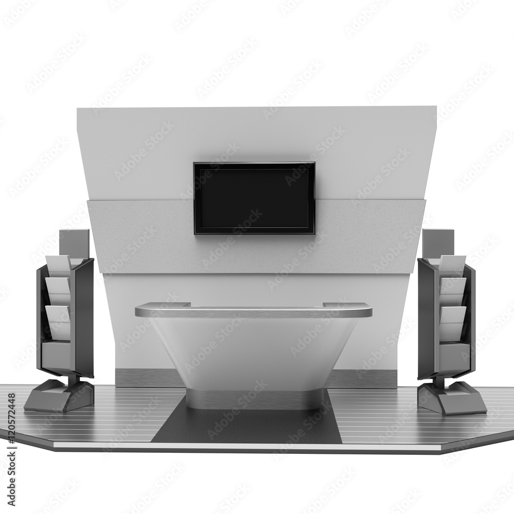 blank stand design in exhibition with tv display and roll-up blank stand design in exhibition with tv display and roll-up