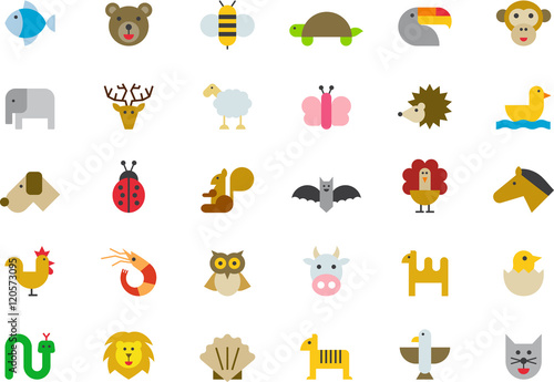 ANIMALS colored flat icons