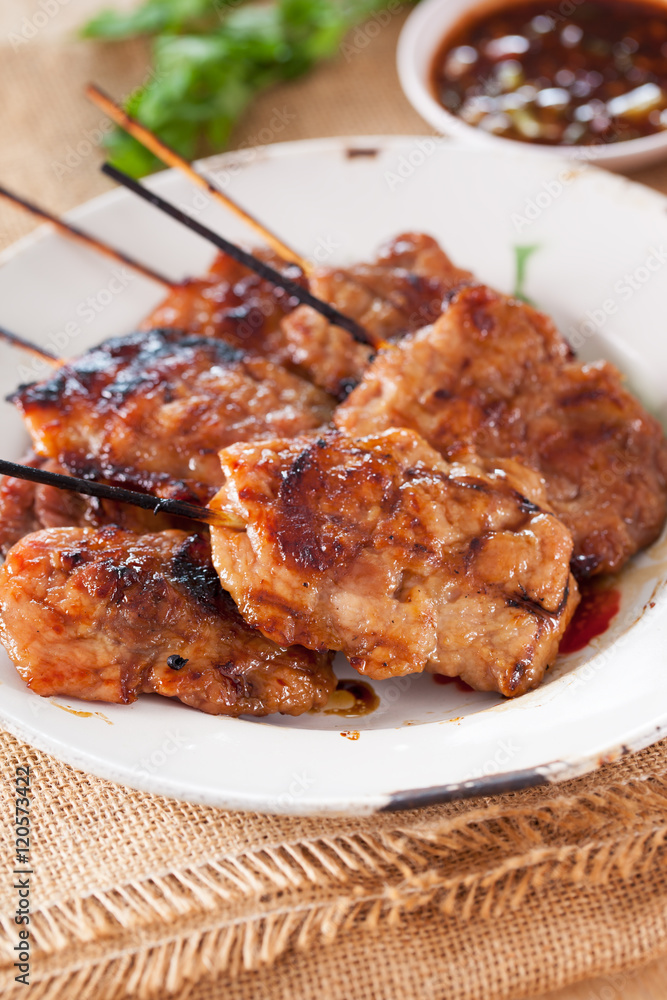 grill pork stick,thai food grill pork stick,thai food
