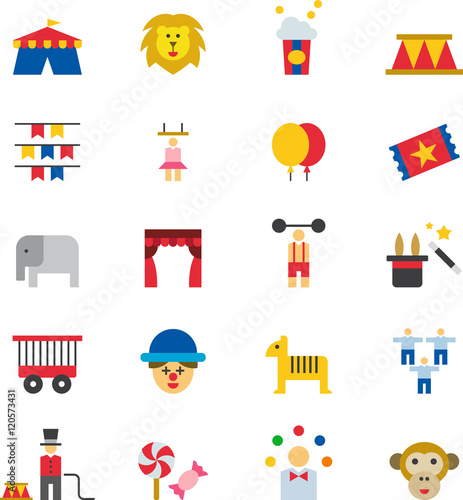 CIRCUS colored flat icons