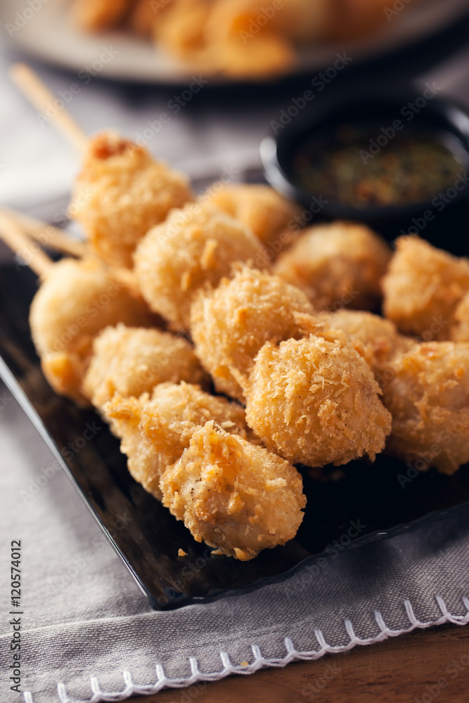 deep fried meatball with bread crumb deep fried meatball with bread crumb