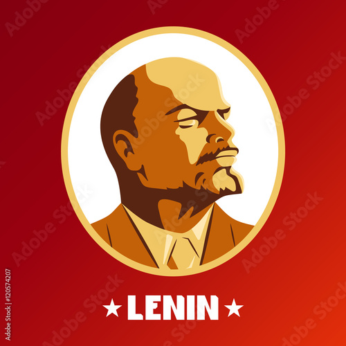 Bild auf Leinwand Portrait of Vladimir Lenin. Poster stylized Soviet-style.
