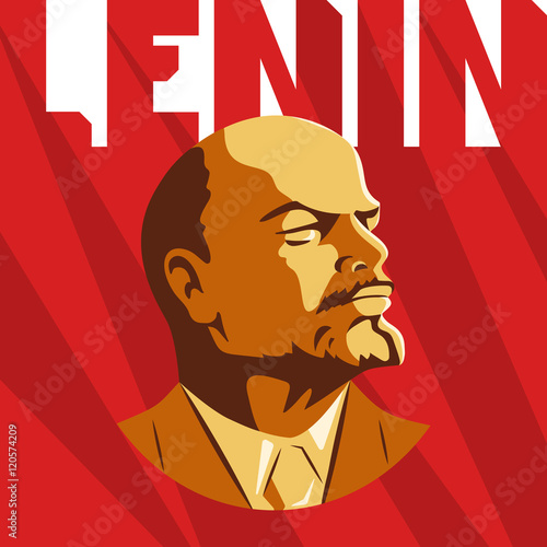 Portrait of Vladimir Lenin. Poster stylized Soviet-style. The leader of USSR.