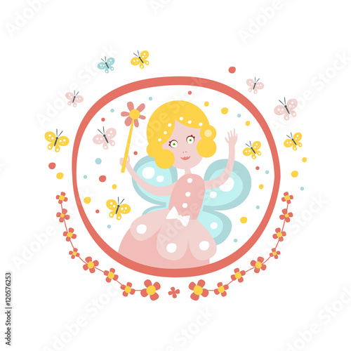 Fairy Godmother  Tale Character Girly Sticker In Round Frame