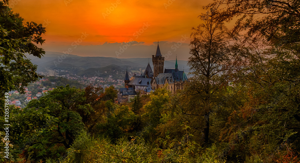Fototapeta premium Blick auf das Schloss Wernigerode Harz