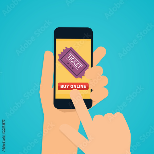 Flat design vector illustration concepts of online cinema ticket
