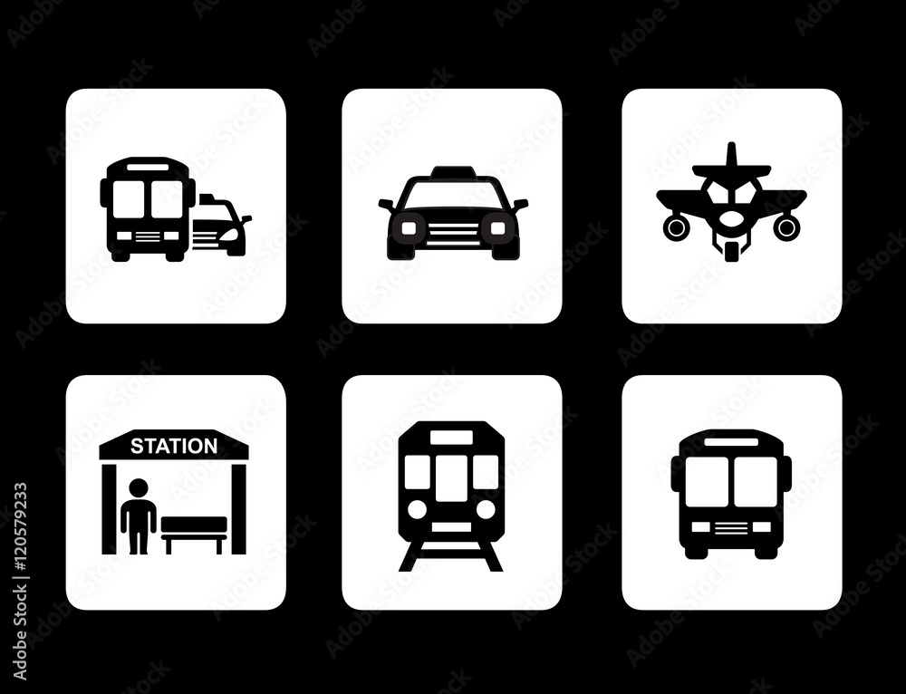 set of black transport icons set of black transport icons