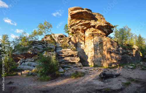 Nature Stone city landscape - rock formation in Central Russia, Ural