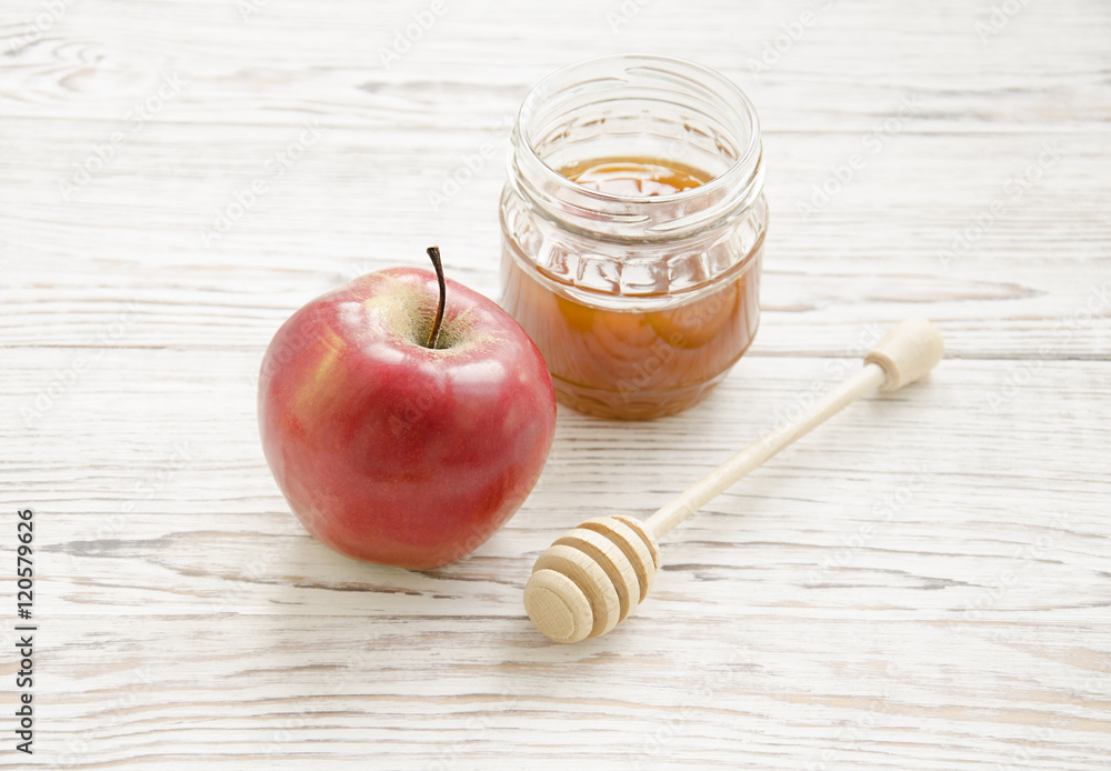 Honey with red apple Honey with red apple