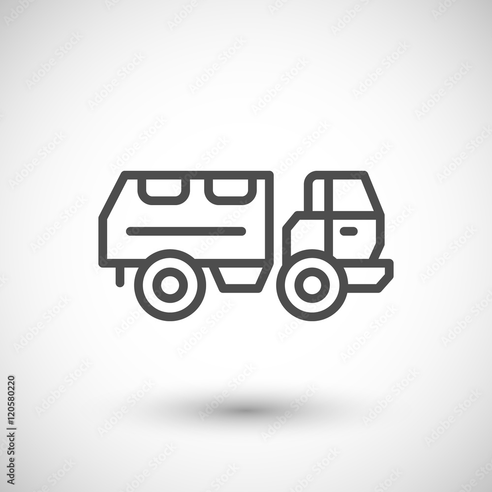 Military truck line icon