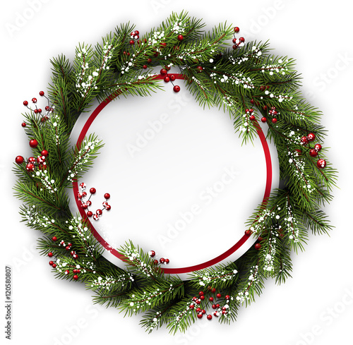 Christmas wreath with holly.