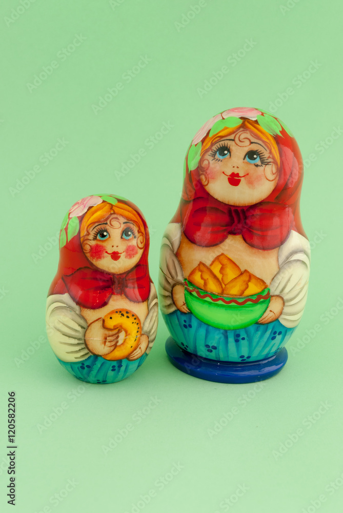 Matryoshka isolated on green background Matryoshka isolated on green background