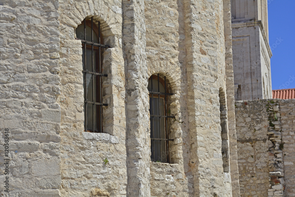 Windows in the historic St Donatus Church, the largest pre-Romanesque building in Croatia, which was constructed in the 9th and 10th centuries.
