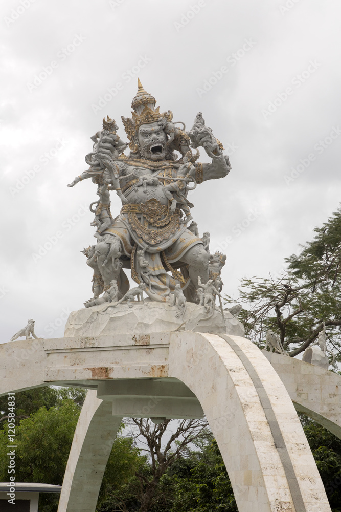 Hanuman statue army attacking evil god, Indonesia