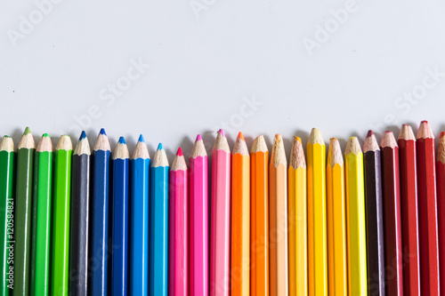 Color pencils on white background