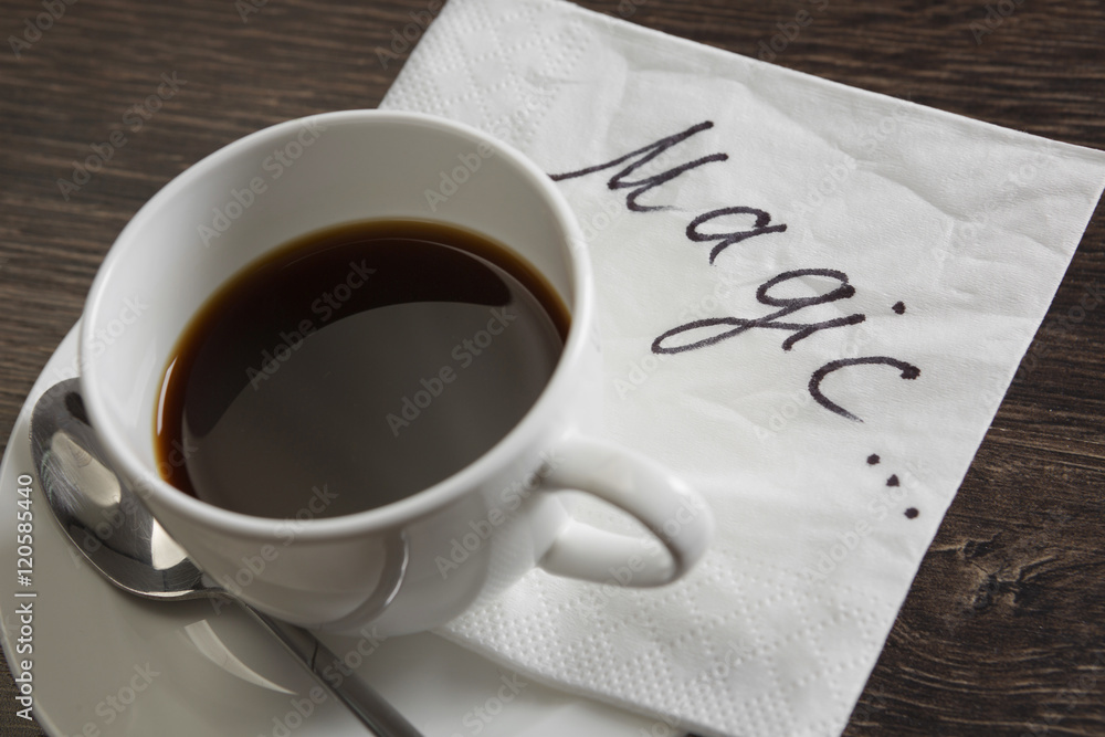 Coffee cup and napkin with message Coffee cup and napkin with message