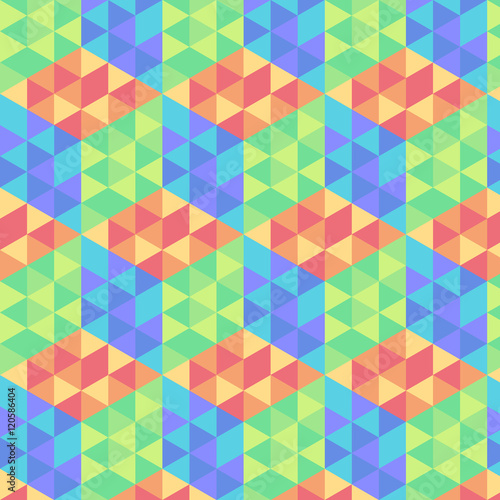 Abstract pastel red, blue, green hexagon background pattern