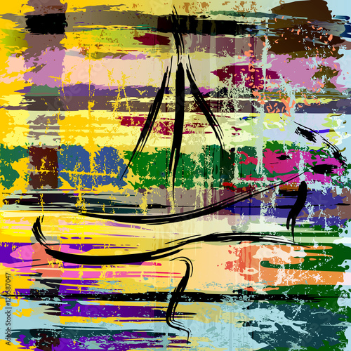 abstract background composition, with paint strokes and splashes