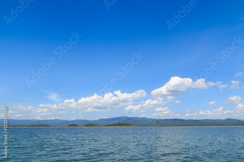 Blue sky with white clouds and rivers