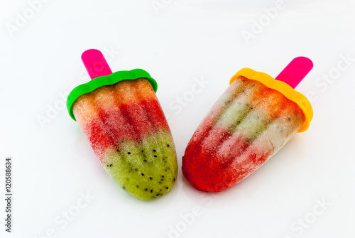 Homemade fruit ice cream with a stick