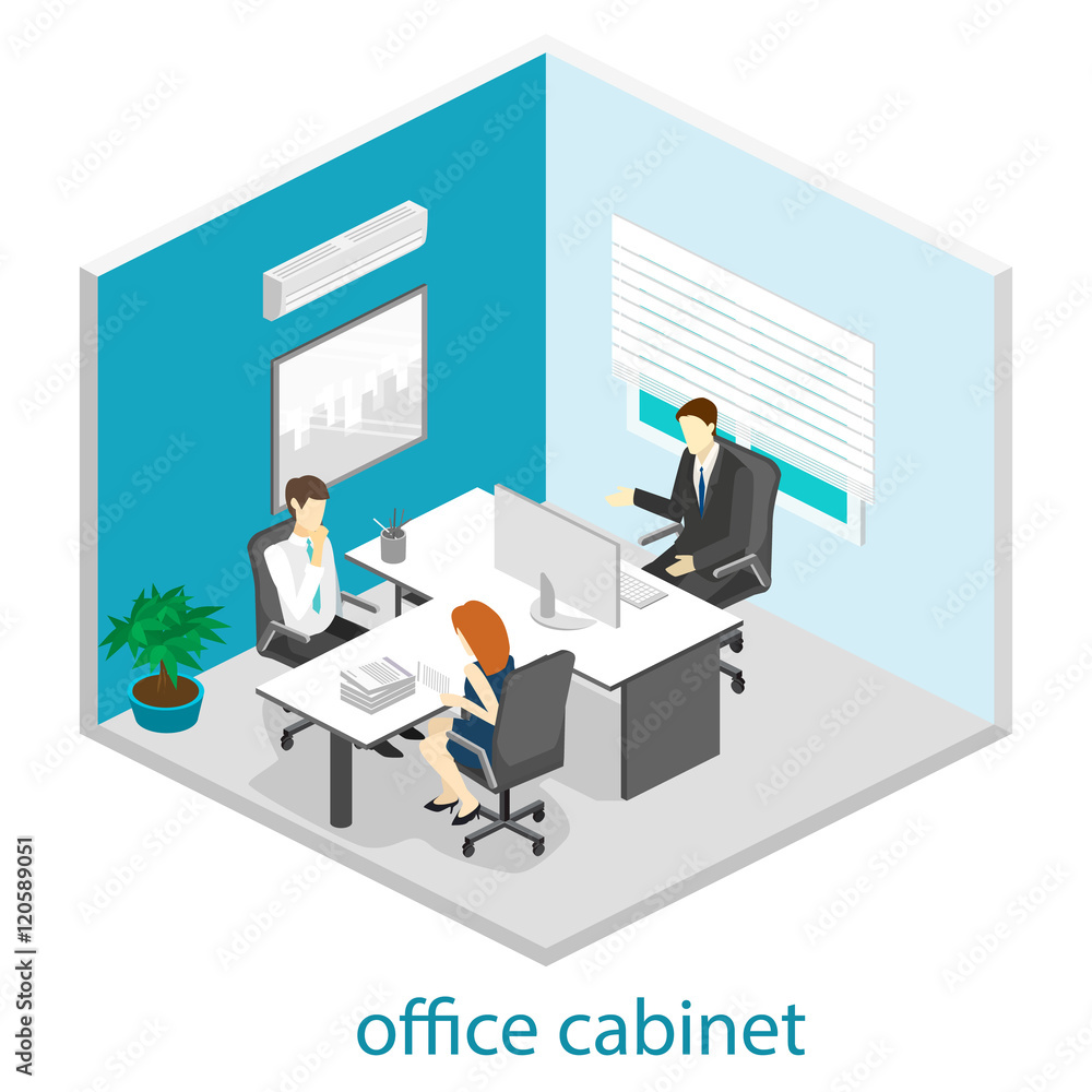 isometric interior of director's office isometric interior of director's office